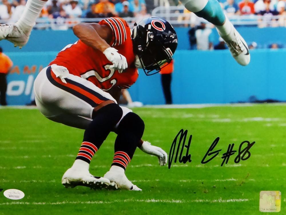 Mike Gesicki Signed Miami Dolphins 16x20 Hurdling Vs. Bears PF Photo- JSA W Auth