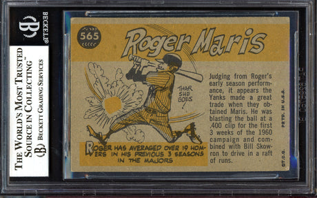 Roger Maris Autographed 1960 Topps Card #565 New York Yankees Vintage Signature Beckett BAS #13022235