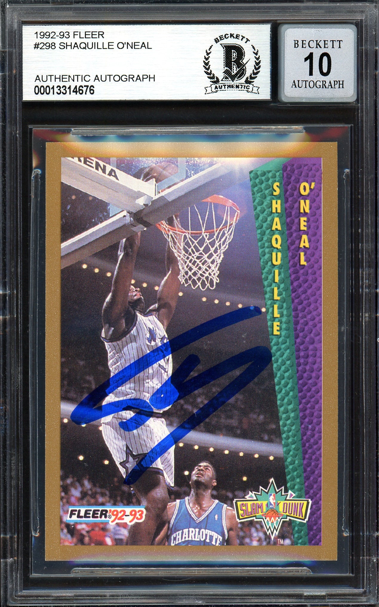 Shaquille Shaq O'Neal Autographed 1992-93 Fleer Rookie Card #298 Orlando Magic Beckett BAS #13314676