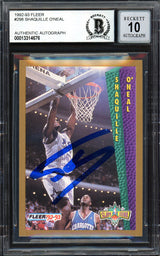 Shaquille Shaq O'Neal Autographed 1992-93 Fleer Rookie Card #298 Orlando Magic Beckett BAS #13314676