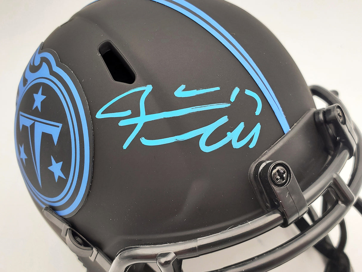 Ryan Tannehill Autographed Tennessee Titans Eclipse Black Speed Mini Helmet Beckett BAS QR Stock #197222