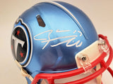 Ryan Tannehill Autographed Tennessee Titans Flash Blue Speed Mini Helmet Beckett BAS QR Stock #197225