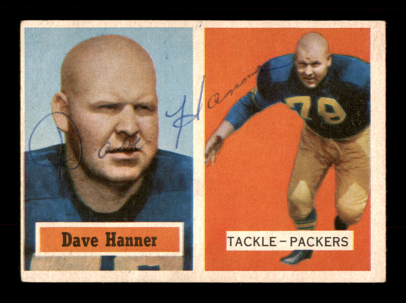 Dave Hanner Autographed 1957 Topps Card #21 Green Bay Packers SKU #198069