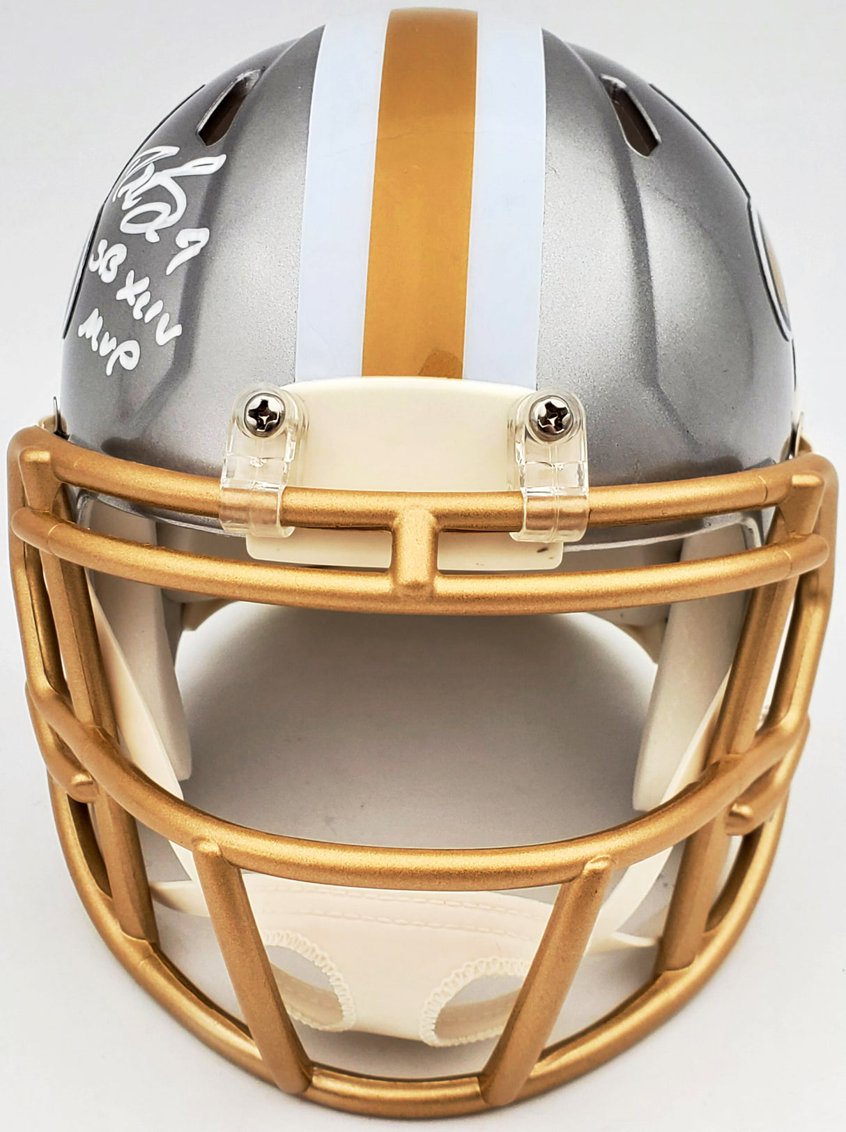 Drew Brees Autographed New Orleans Saints Flash Silver Speed Mini Helmet "SB XLIV MVP" Beckett BAS QR Stock #197458
