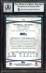 Russell Wilson Autographed 2012 Bowman Rookie Card #116 Seattle Seahawks Auto Grade Gem Mint 10 Beckett BAS #13315342