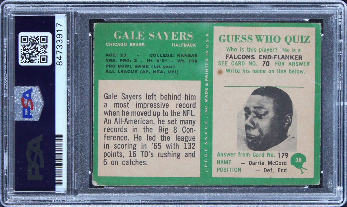 Bears Gale Sayers Authentic Signed 1966 Philadelphia #38 Rookie Card PSA Slabbed