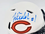 Justin Fields Autographed Chicago Bears Lunar Eclipse White Speed Mini Helmet Beckett BAS QR #WL62751