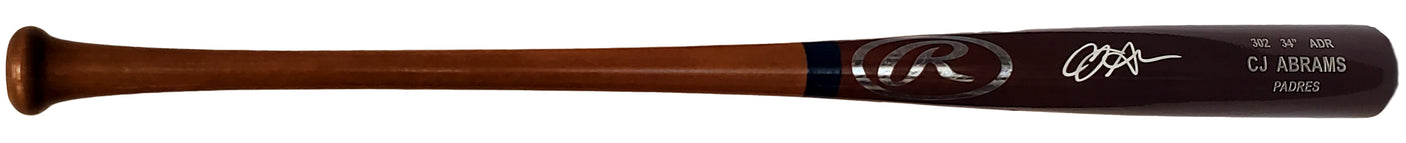 CJ Abrams Autographed Brown Rawlings Game Model Bat San Diego Padres Beckett BAS QR Stock #199338