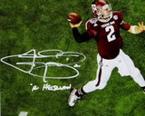 Johnny Manziel Autographed Texas A&M 8x10 Aerial Passing PF Photo- Beckett Auth
