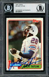 Jack Tatum Autographed 1981 Topps Card #8 Houston Oilers Beckett BAS #11076771