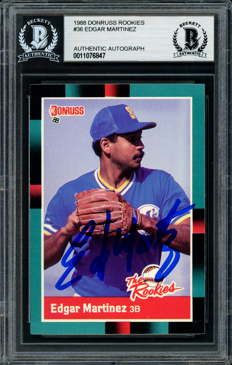 Edgar Martinez Autographed 1988 Donruss The Rookies Rookie Card #36 Seattle Mariners Beckett BAS Stock #147090