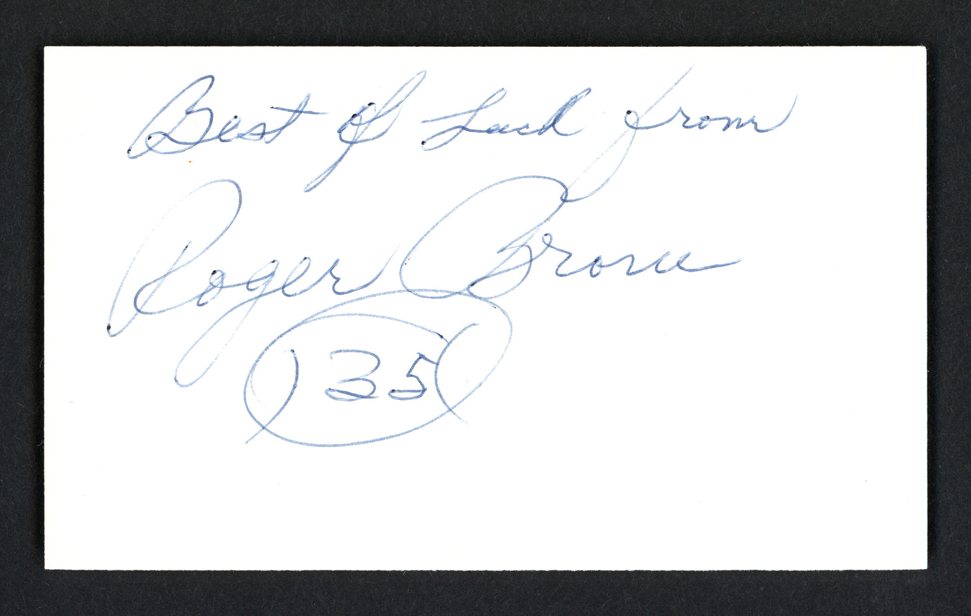 Roger Brown Autographed 3x5 Index Card Indiana Pacers "Best Of Luck" JSA #P68768