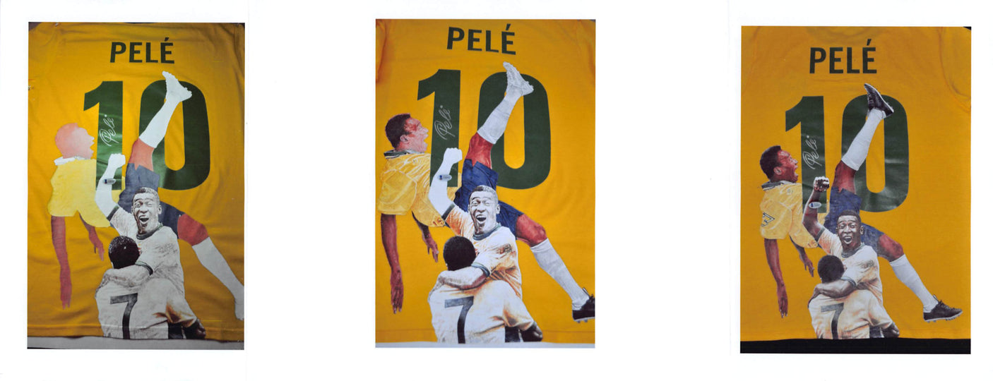 Brazil Pele Signed Hand Painted LE 1/1 By William Zavala Framed Jersey BAS COA