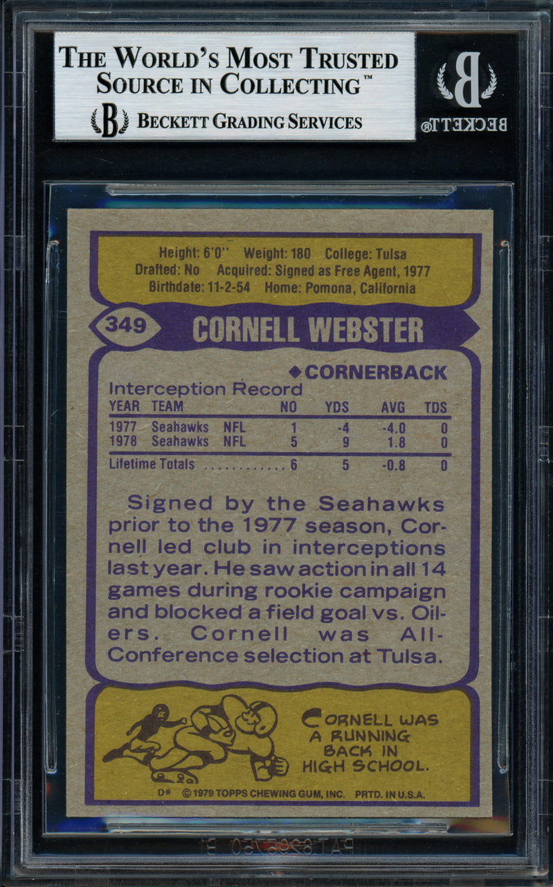 Cornell Webster Autographed 1979 Topps Rookie Card #349 Seattle Seahawks Beckett BAS #11144749