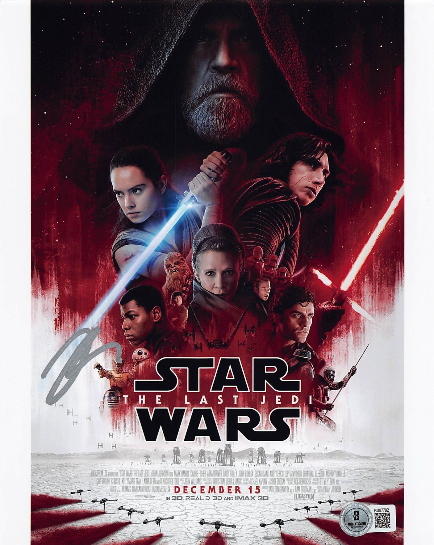 Rian Johnson Star Wars The Last Jedi Signed 8x10 Vertical Photo BAS #BU87792