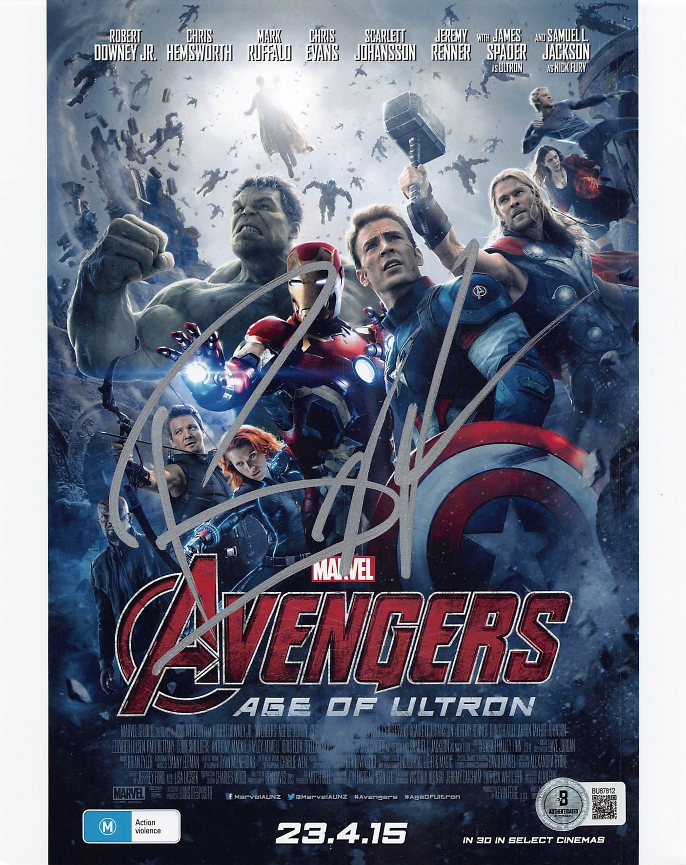 Brian Taylor Avengers Age of Ultron Signed 8x10 Vertical Photo BAS #BU87812