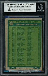 Darrell Johnson, Vada Pinson, Don Bryant, Jim Busby & Wes Stock Autographed 1977 Topps Card #597 Seattle Mariners Beckett BAS #11317501