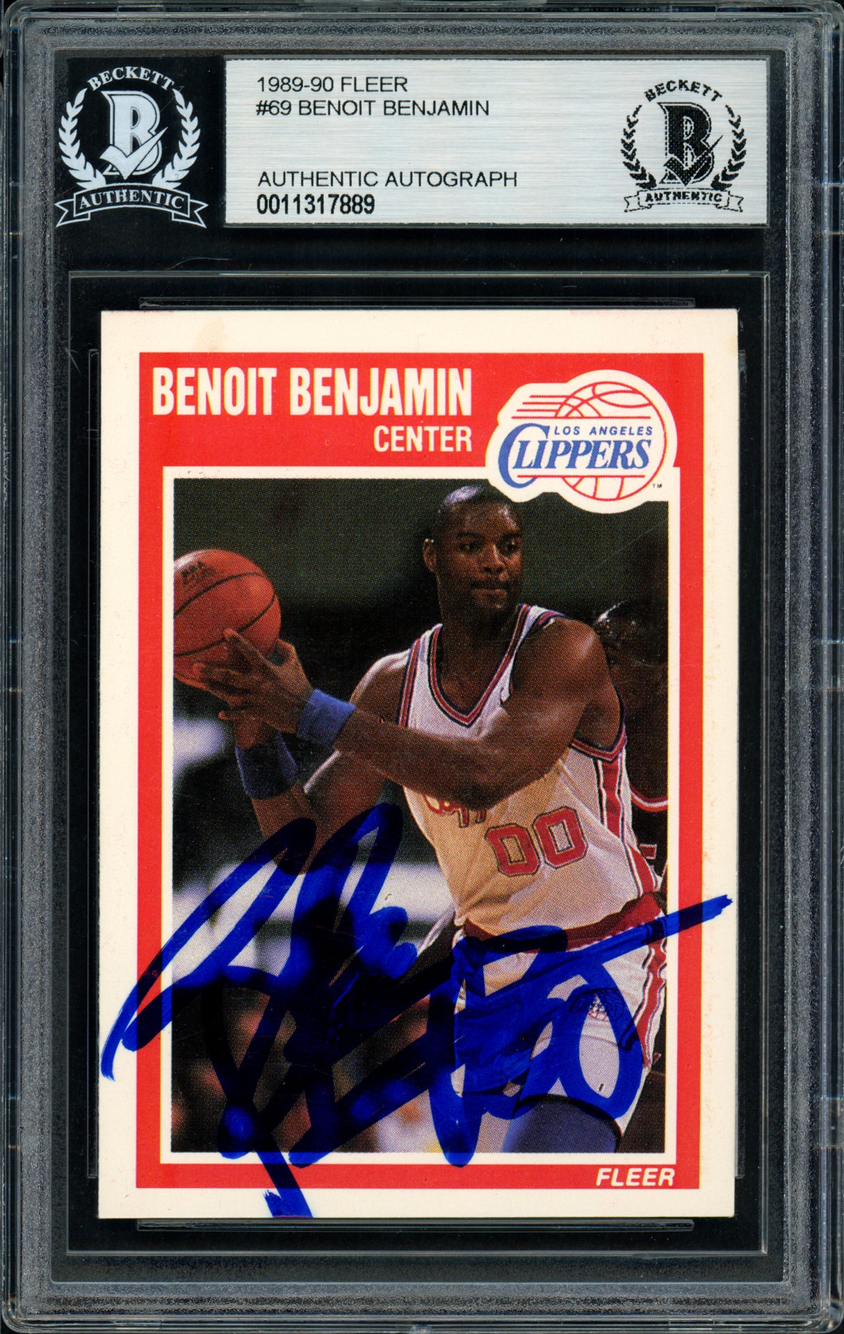 Benoit Benjamin Autographed 1989-90 Fleer Card #69 Los Angeles Clippers Beckett BAS #11317889