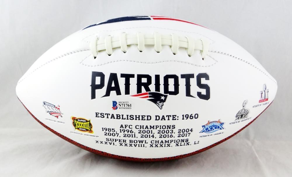 Ty Law Autographed New England Patriots Logo Football w/HOF- Beckett Auth *Black