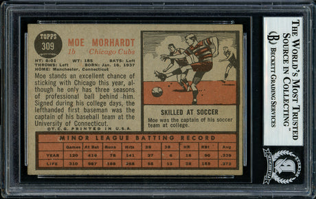 Moe Morhardt Autographed 1962 Topps Rookie Card #309 Chicago Cubs Beckett BAS #11481474
