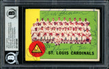 Joe Schultz, Vern Benson, Howie Pollet & Red Schoendienst Autographed 1963 Topps High Number Card #524 St. Louis Cardinals Coaches Beckett BAS #11481984