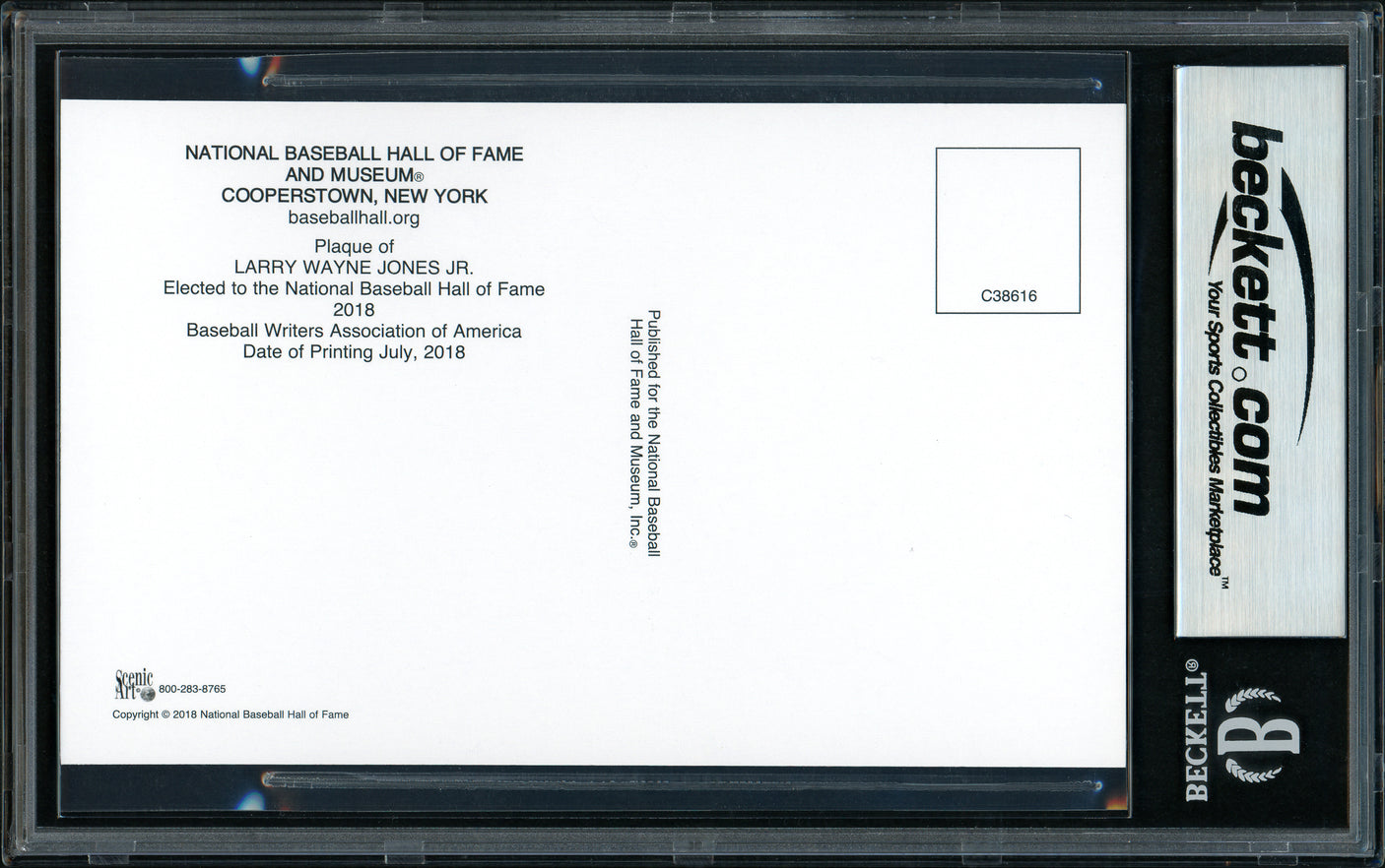 Chipper Jones Autographed HOF Plaque Postcard Atlanta Braves Gem Mint 10 Beckett BAS Stock #154934