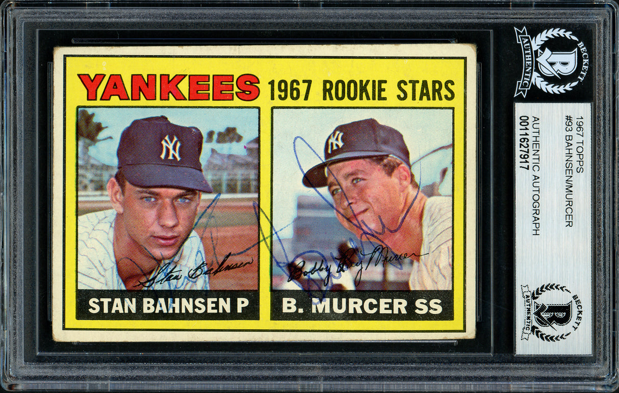 Bobby Murcer & Stan Bahnsen Autographed 1967 Topps Rookie Card #93 New York Yankees Beckett BAS #11627917