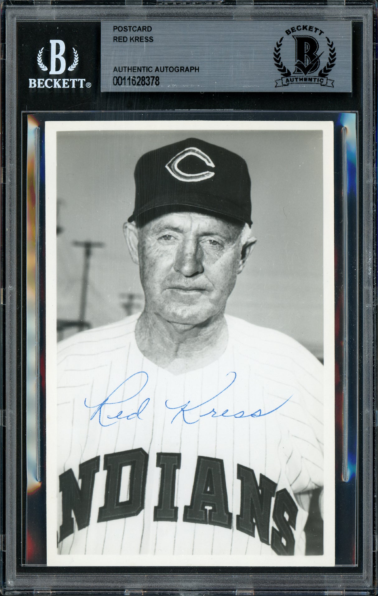 Red Kress Autographed 3.5x5.5 Postcard Cleveland Indians Died 1962 Beckett BAS #11628378