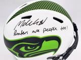 Michael Dickson Autographed Seattle Seahawks Lunar Eclipse White Full Size Replica Speed Helmet "Punters Are People Too" MCS Holo Stock #200259