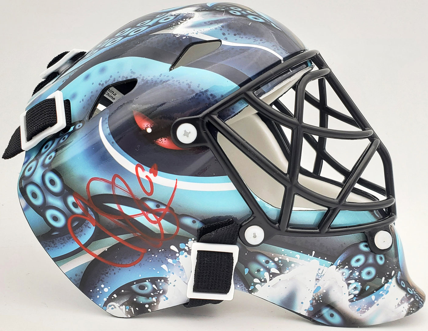 Chris Driedger Autographed Seattle Kraken Blue Mini Goalie Mask Fanatics Holo Stock #200292