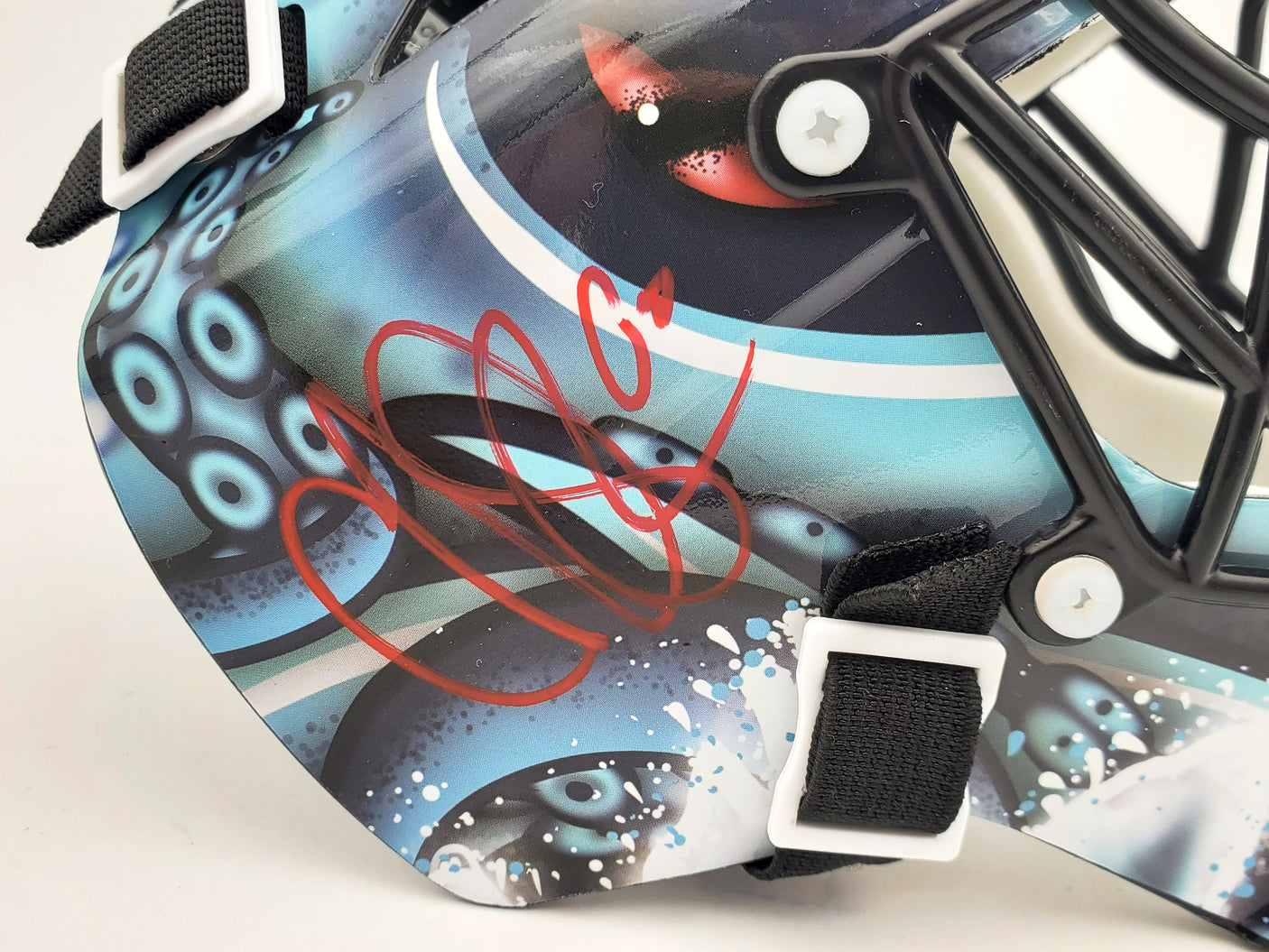 Chris Driedger Autographed Seattle Kraken Blue Mini Goalie Mask Fanatics Holo Stock #200292