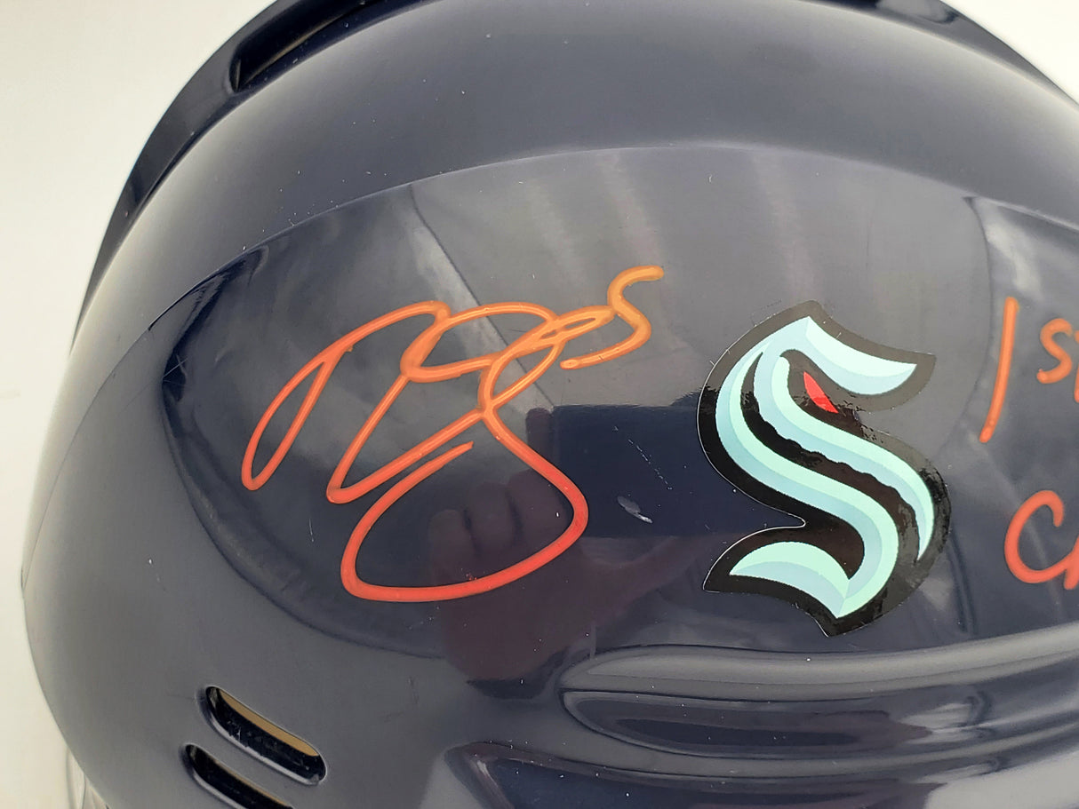 Mark Giordano Autographed Seattle Kraken Blue Mini Helmet "1st SEA Captain" Fanatics Holo Stock #200294