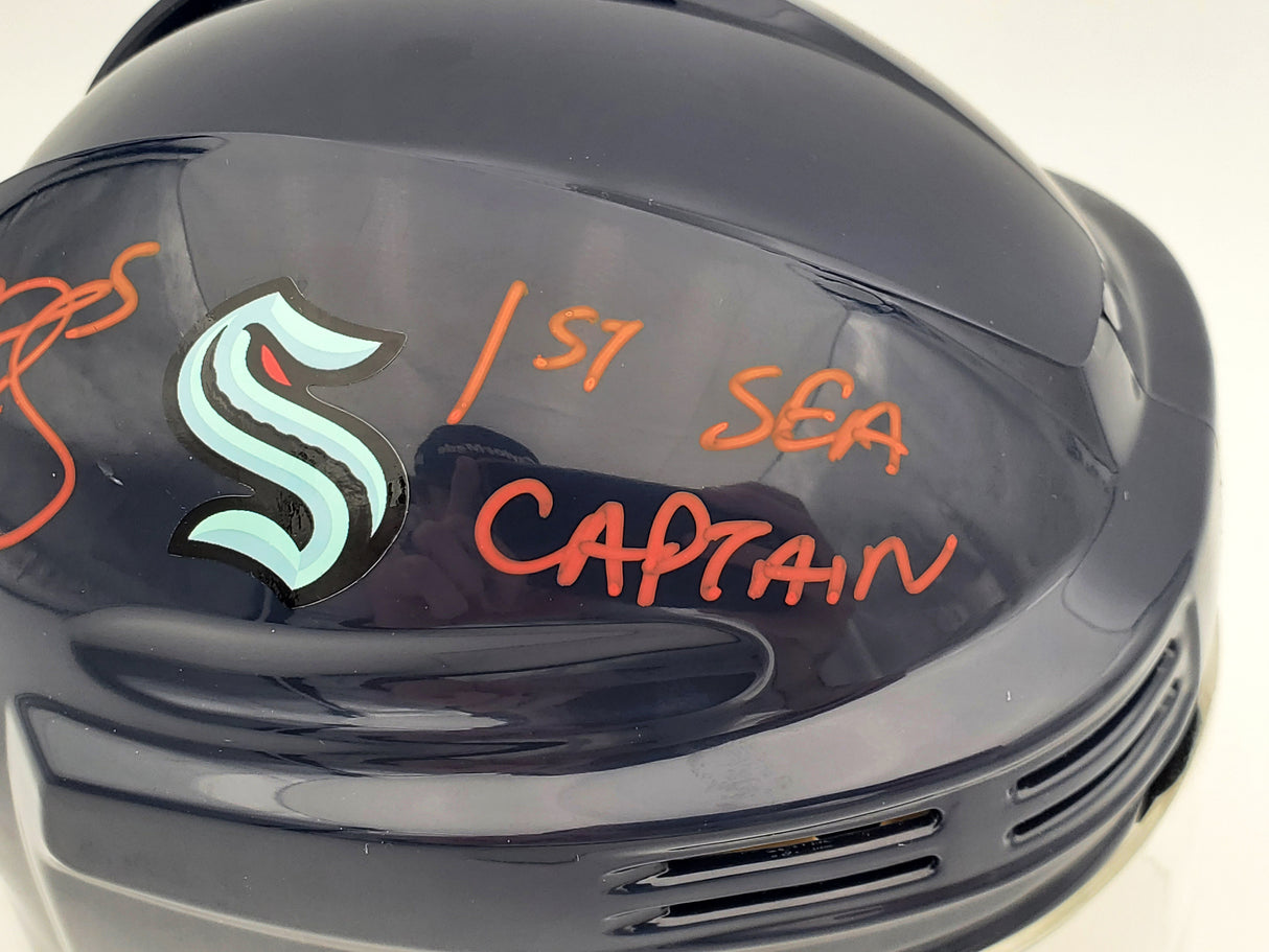 Mark Giordano Autographed Seattle Kraken Blue Mini Helmet "1st SEA Captain" Fanatics Holo Stock #200294