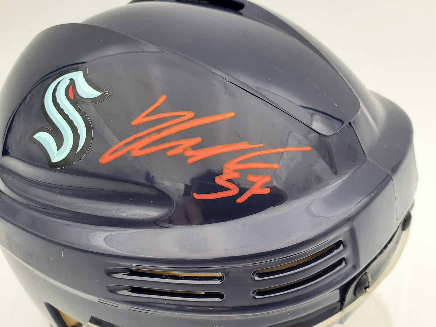 Yanni Gourde Autographed Seattle Kraken Blue Mini Helmet Fanatics Holo Stock #200295