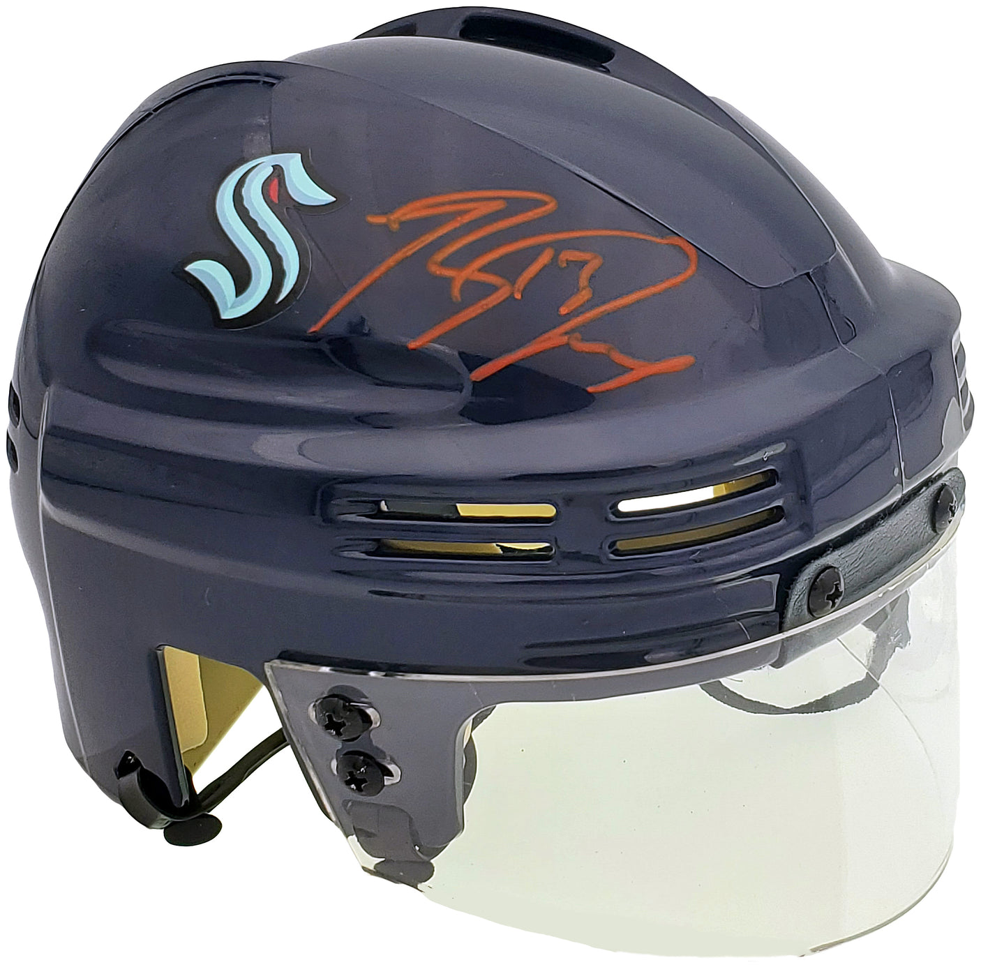 Brandon Tanev Autographed Seattle Kraken Blue Mini Helmet Fanatics Holo Stock #200296