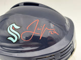 Jamie Oleksiak Autographed Seattle Kraken Blue Mini Helmet Fanatics Holo Stock #200298