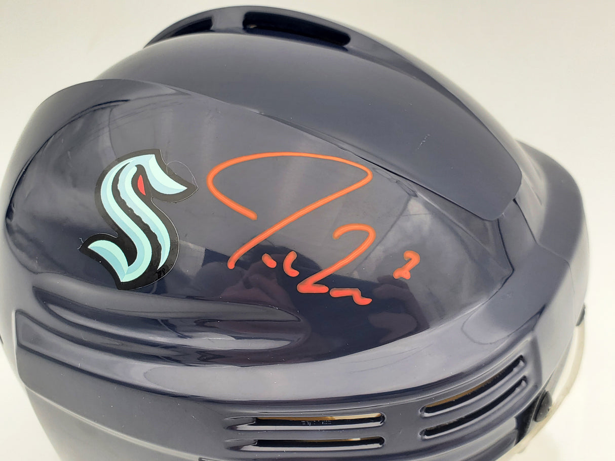 Jordan Eberle Autographed Seattle Kraken Blue Mini Helmet Fanatics Holo Stock #200300