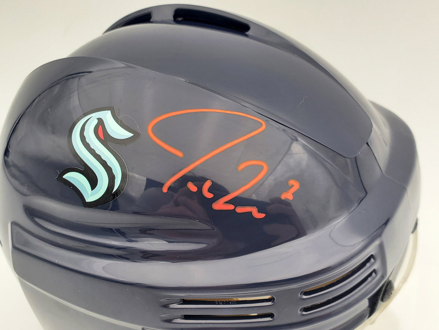 Jordan Eberle Autographed Seattle Kraken Blue Mini Helmet Fanatics Holo Stock #200300