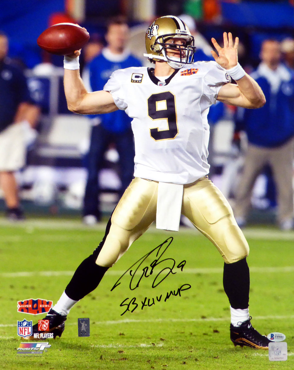 Drew Brees Autographed Framed 16x20 Photo New Orleans Saints "SB XLIV MVP" Beckett BAS Stock #200334