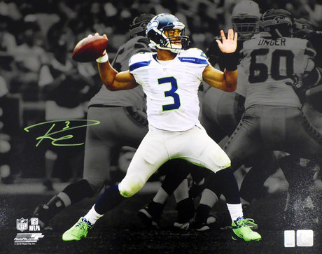 Russell Wilson Autographed Framed 16x20 Photo Seattle Seahawks 1st Game Spotlight RW Holo Stock #200372