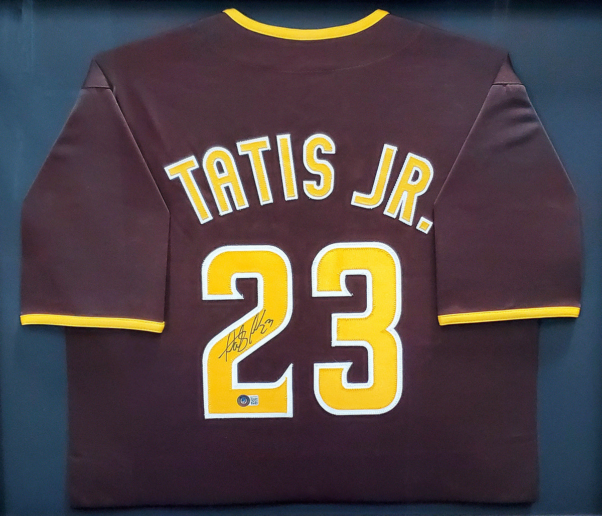 San Diego Padres Fernando Tatis Jr. Autographed Framed Brown Jersey Beckett BAS Stock #268091