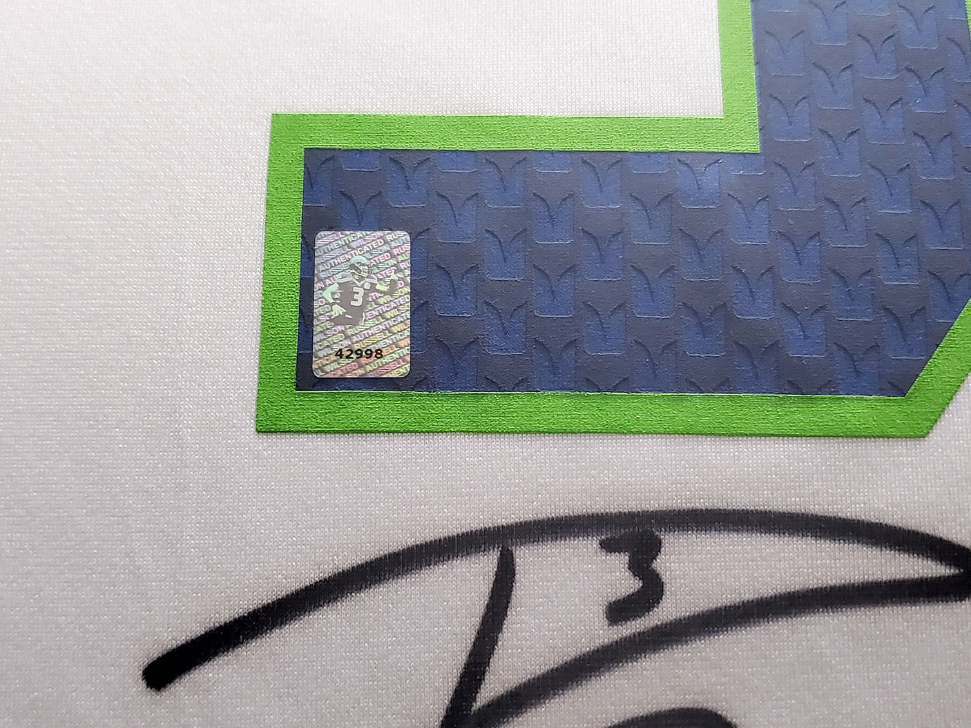 Seattle Seahawks Russell Wilson Autographed Framed White Nike Jersey RW Holo Stock #200431