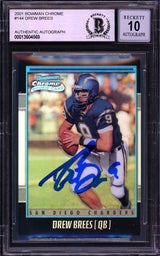 Drew Brees Autographed 2001 Bowman Chrome Refractor Rookie Card #144 San Diego Chargers Auto Grade Gem Mint 10 #1982/1999 Beckett BAS #13604569