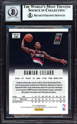 Damian Lillard Autographed 2012-13 Panini Prizm Rookie Card #245 Portland Trail Blazers Auto Grade Gem Mint 10 On Card Beckett BAS #13605097