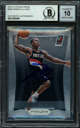 Damian Lillard Autographed 2012-13 Panini Prizm Rookie Card #245 Portland Trail Blazers Auto Grade Gem Mint 10 On Card Beckett BAS #13605091