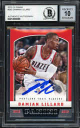 Damian Lillard Autographed 2012-13 Panini Rookie Card #262 Portland Trail Blazers Auto Grade Gem Mint 10 Beckett BAS #13605365
