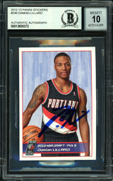 Damian Lillard Autographed 2012-13 Panini Stickers European Rookie Card #246 Portland Trail Blazers Auto Grade Gem Mint 10 Beckett BAS #13605372