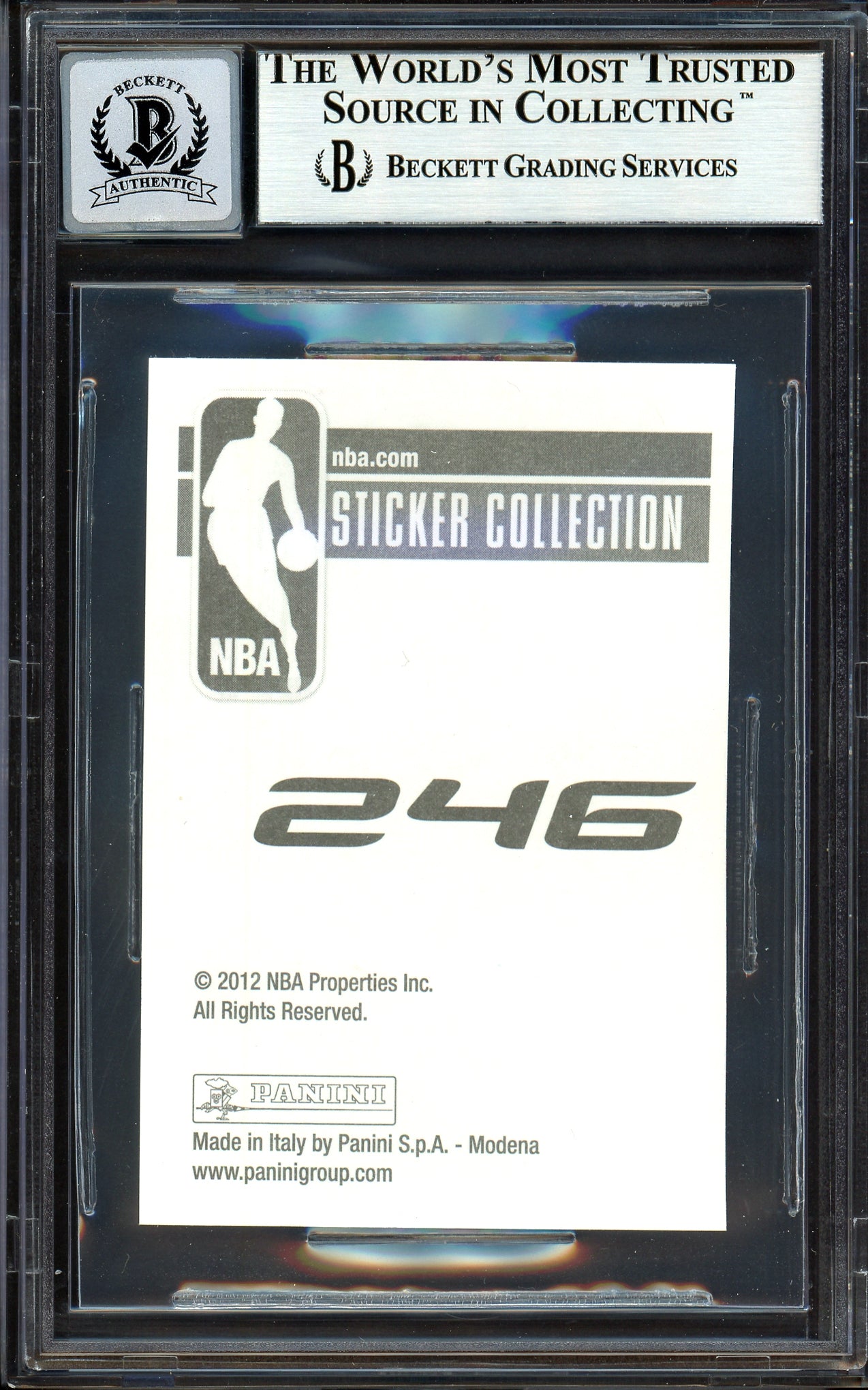 Damian Lillard Autographed 2012-13 Panini Stickers European Rookie Card #246 Portland Trail Blazers Auto Grade Gem Mint 10 Beckett BAS #13605372