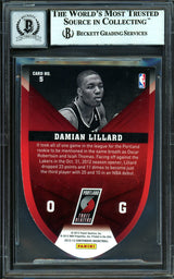 Damian Lillard Autographed 2012-13 Panini Contenders Rookie of the Year Rookie Card #5 Portland Trail Blazers Auto Grade Gem Mint 10 Beckett BAS #13605375