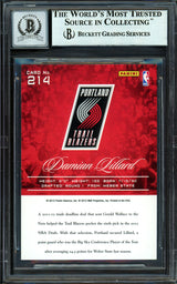 Damian Lillard Autographed 2012-13 Panini Prestige Rookie Card #214 Portland Trail Blazers Auto Grade Gem Mint 10 Beckett BAS #13605385